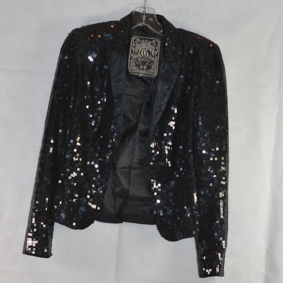 guess Black Sequin Jacket SZ S/P - Picture 1 of 9